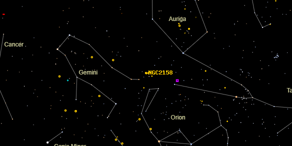 NGC2158 on the sky map