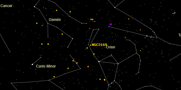 NGC2169 on the sky map