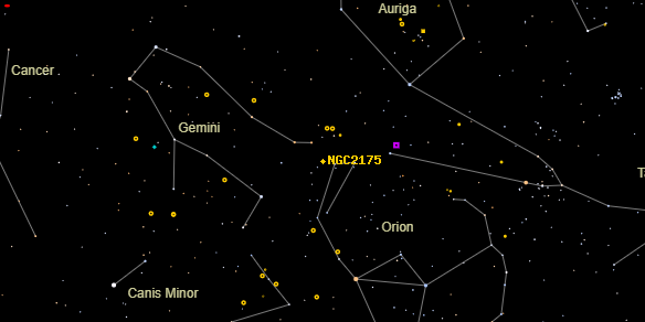 NGC2175 on the sky map