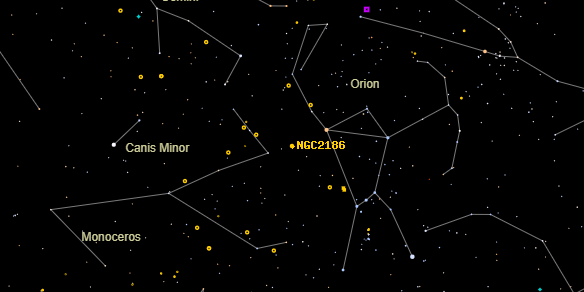 NGC2186 on the sky map