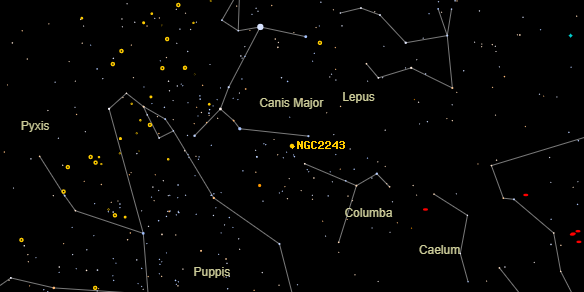 NGC2243 on the sky map