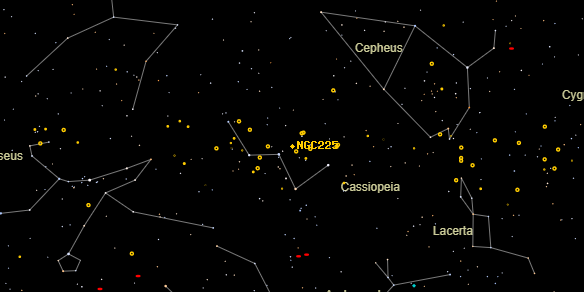 NGC225 on the sky map