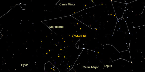 NGC2343 on the sky map