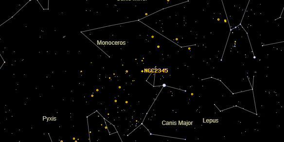 NGC2345 on the sky map