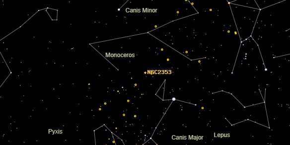 NGC2353 on the sky map