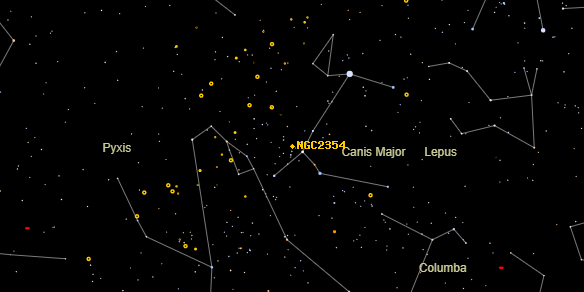 NGC2354 on the sky map