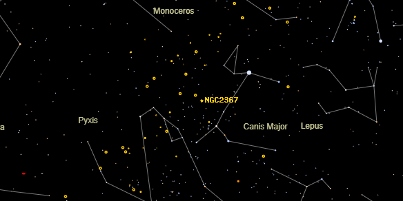 NGC2367 on the sky map