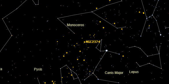 NGC2374 on the sky map