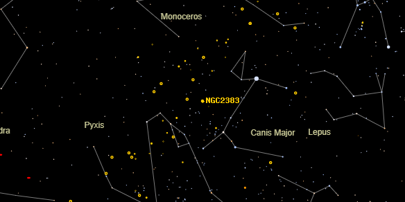 NGC2383 on the sky map