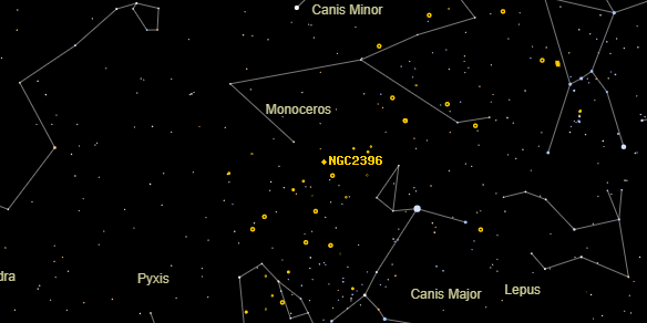 NGC2396 on the sky map