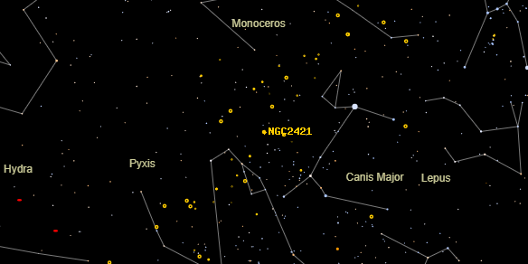 NGC2421 on the sky map