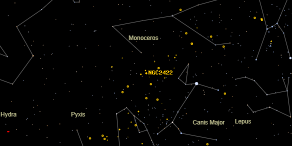 NGC2422 on the sky map