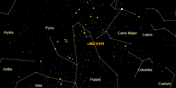 NGC2439 on the sky map