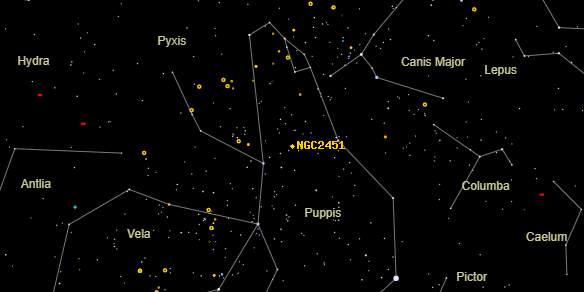 NGC2451 on the sky map