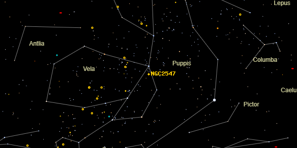 NGC2547 on the sky map