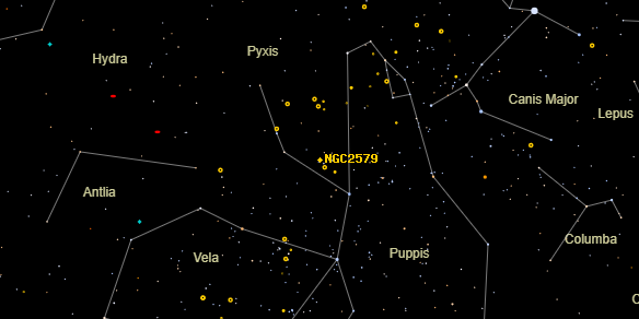 NGC2579 on the sky map