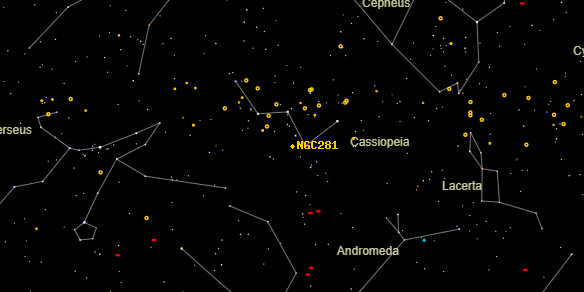 NGC281 on the sky map