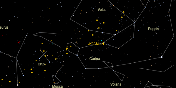 NGC3114 on the sky map