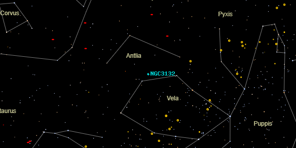 Eight-Burst Nebula (NGC3132) on the sky map