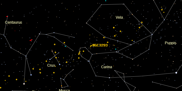 NGC3293 on the sky map