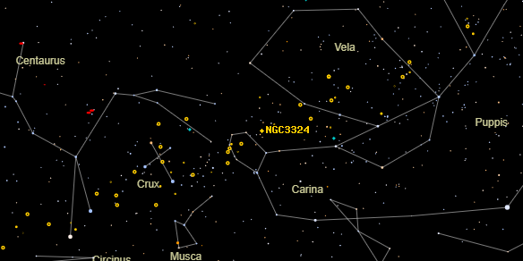 NGC3324 on the sky map