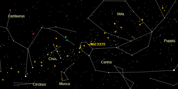 Keyhole Nebula (NGC3372) on the sky map