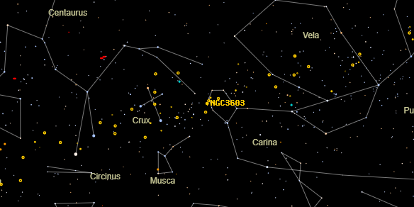 NGC3603 on the sky map