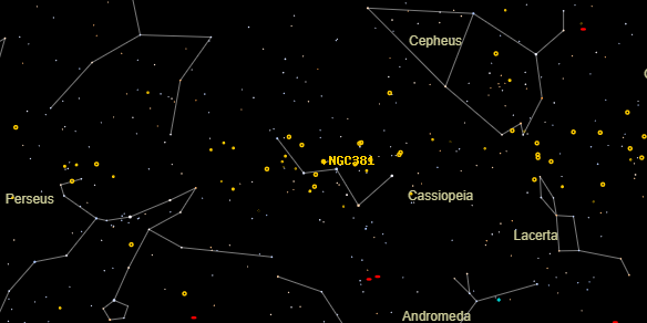 NGC381 on the sky map