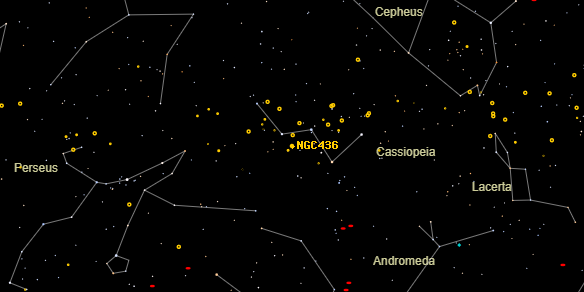 NGC436 on the sky map