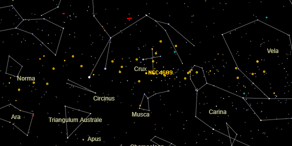 Coalsack Cluster (NGC4609) on the sky map