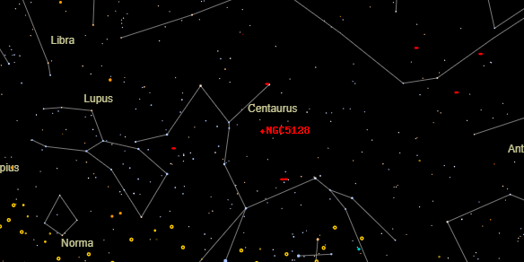 Centaurus A (NGC5128) on the sky map