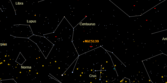 ome Cen Cluster (NGC5139) on the sky map