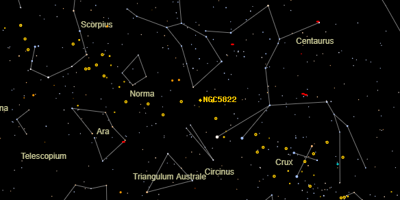 NGC5822 on the sky map
