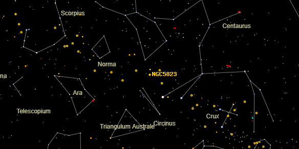 NGC5823 on the sky map