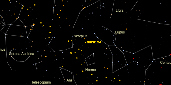 NGC6124 on the sky map
