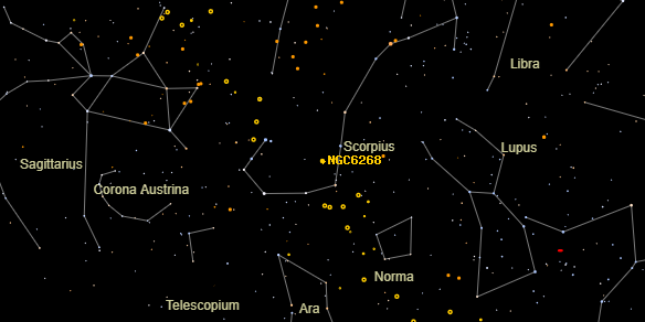 NGC6268 on the sky map