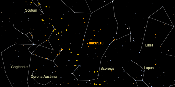 NGC6316 on the sky map