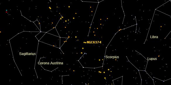 NGC6374 on the sky map