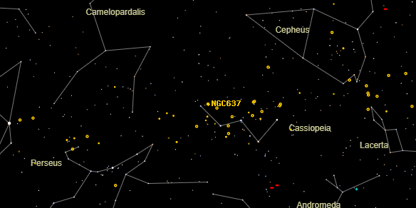 NGC637 on the sky map