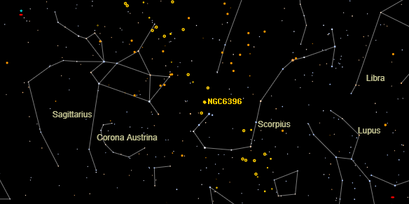 NGC6396 on the sky map