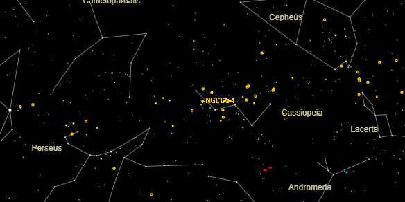 NGC654 on the sky map