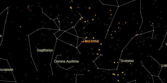 NGC6558 on the sky map