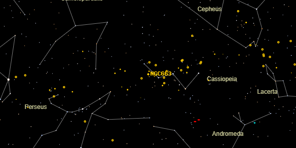 NGC663 on the sky map