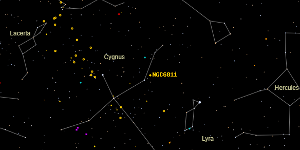 NGC6811 on the sky map