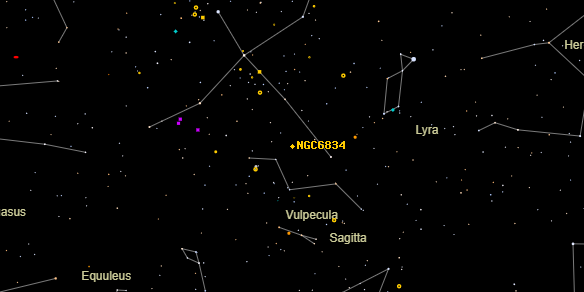 NGC6834 on the sky map