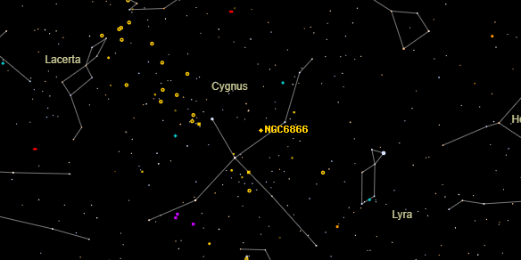 Kite (NGC6866) on the sky map