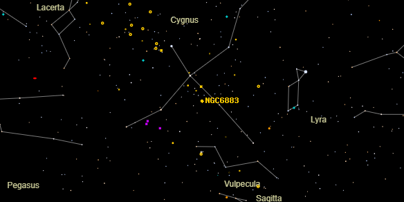 NGC6883 on the sky map
