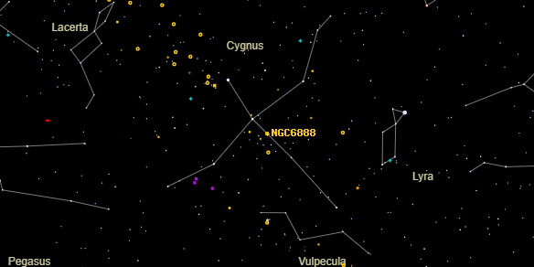 Crescent Nebula (NGC6888) on the sky map