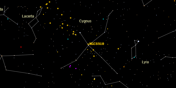 NGC6910 on the sky map