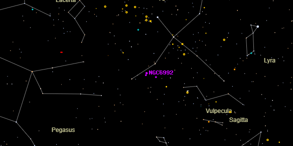 NGC6992 on the sky map